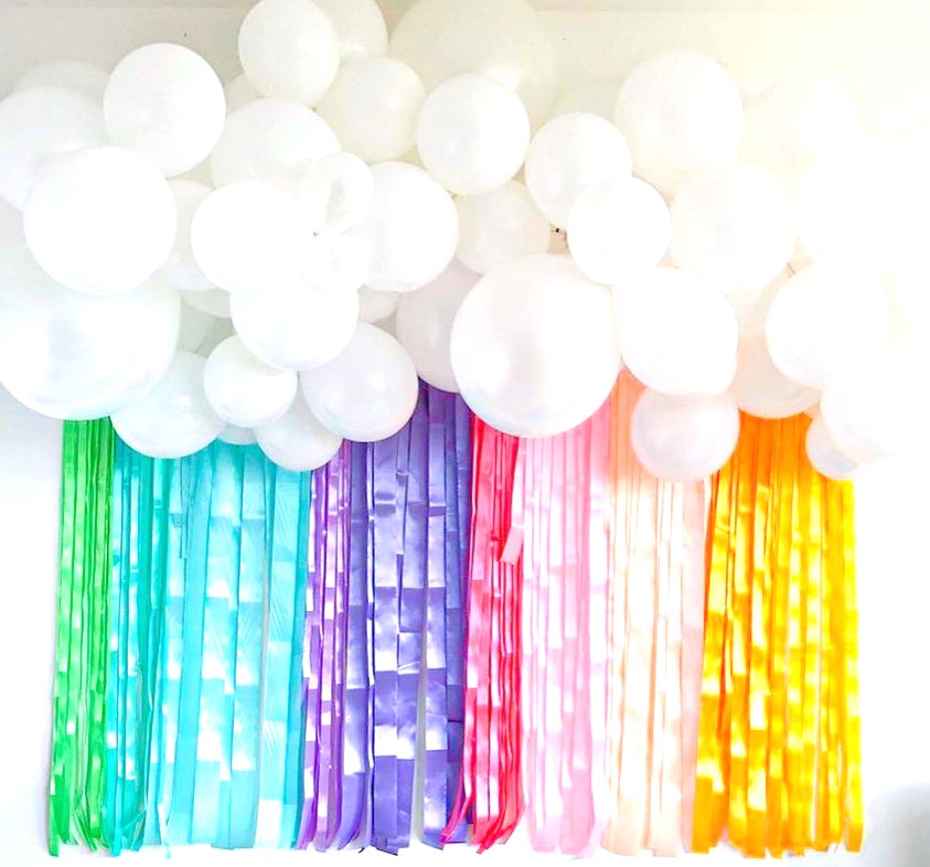 Organic Balloon Cloud with Rainbow Curtain